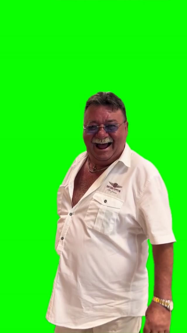 Old guy laughing green screen