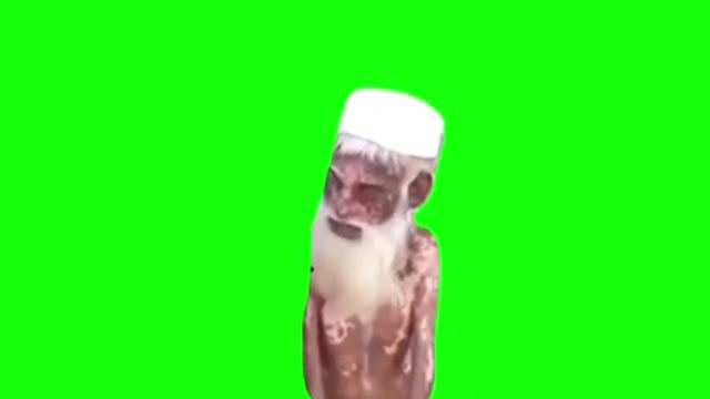 Old man saying bata ta ta ba green screen