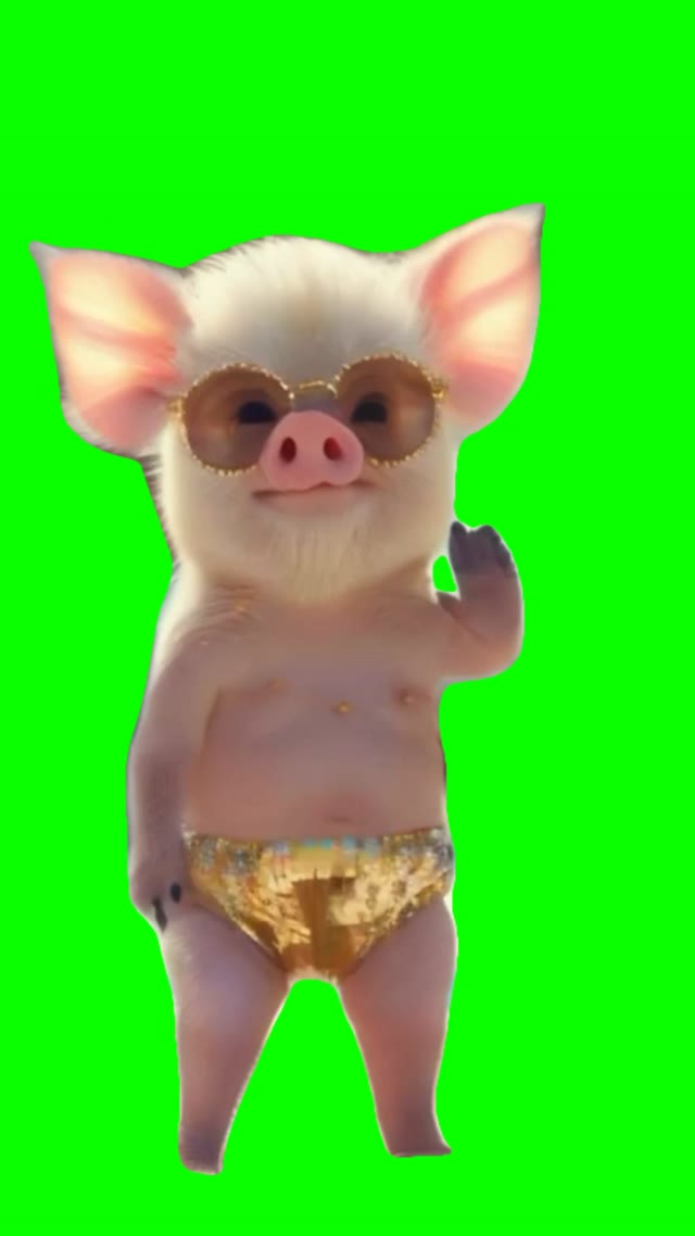 Pig dancing green screen