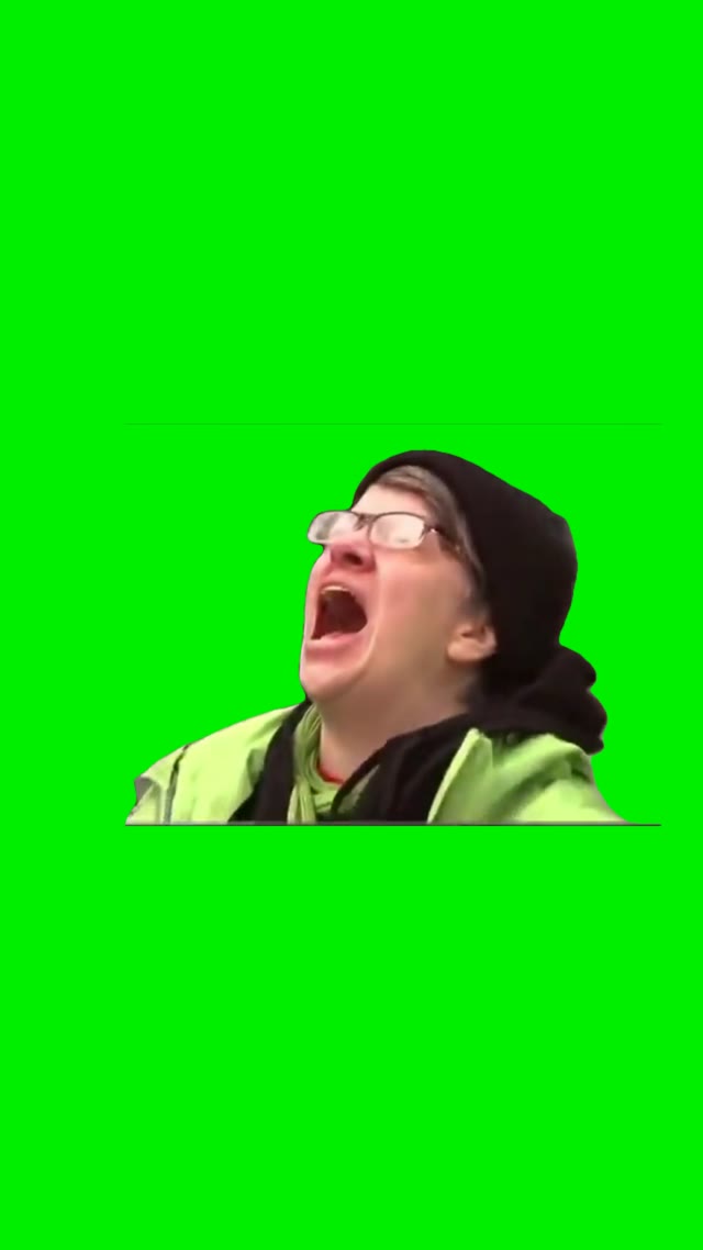 Protester woman screams Nooooo green screen