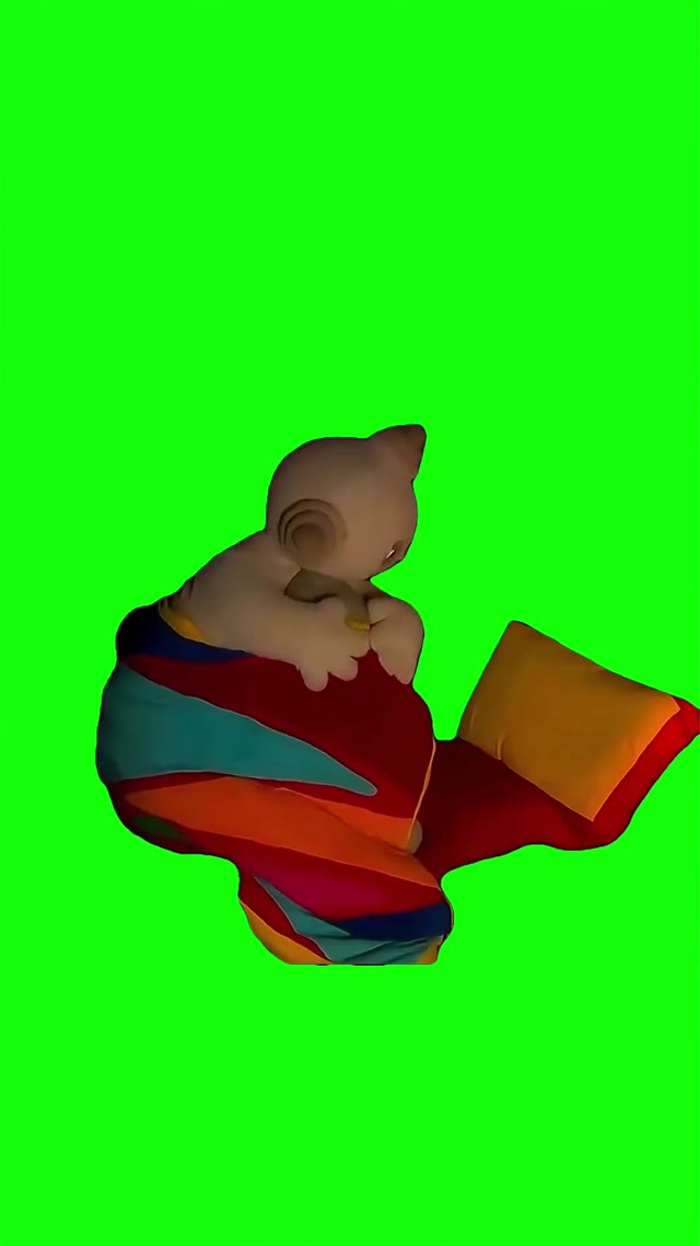 Robot going to sleep green screen