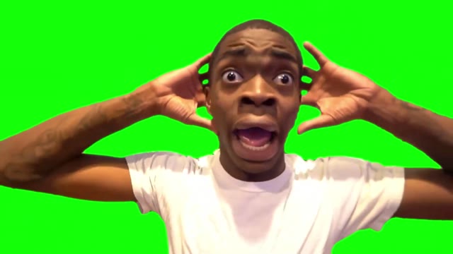 Shocked black guy green screen