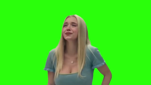 Sidney Sweeney crying green screen