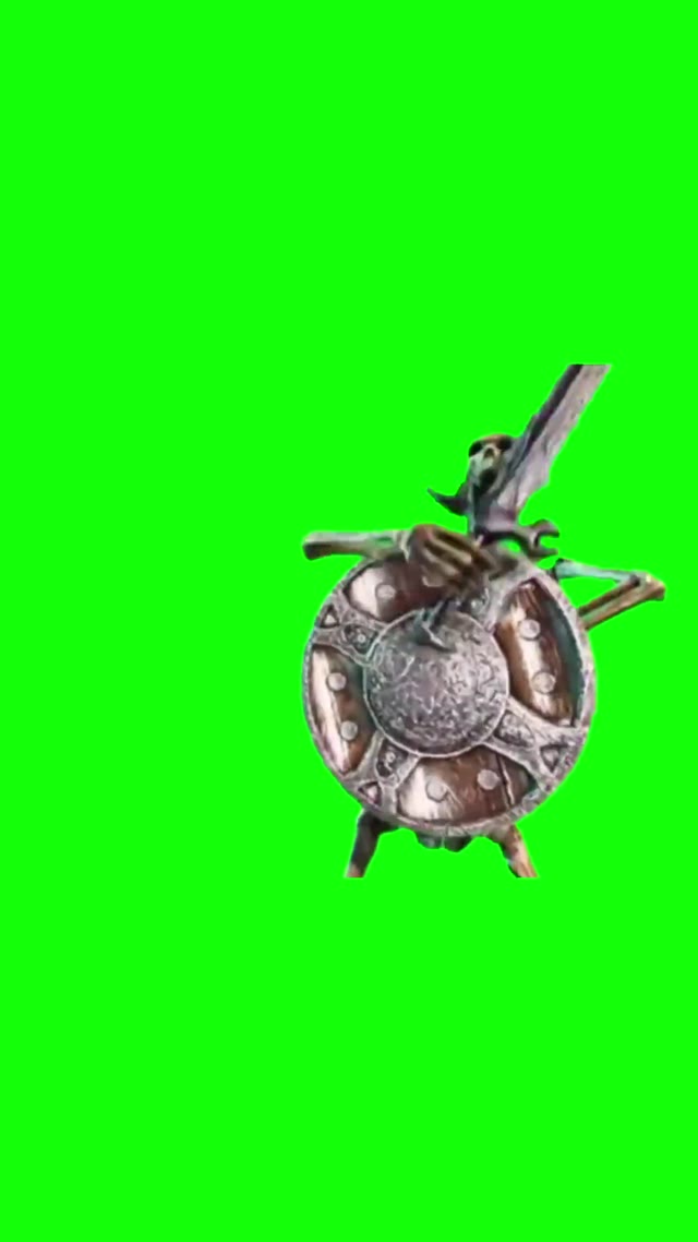 Skeleton shield green screen
