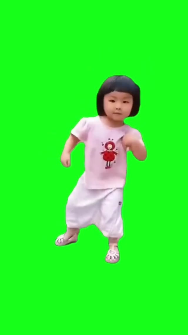 Small girl dance green screen