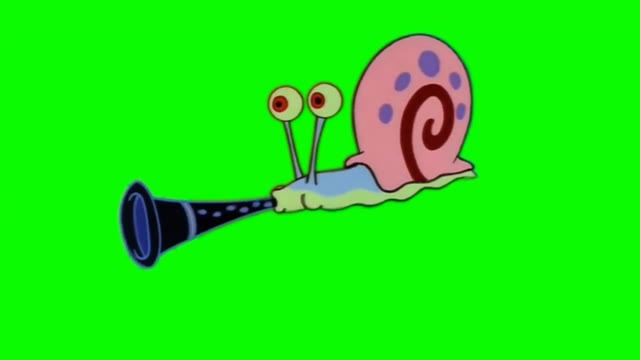 SpongeBob Gary Playing Clarinet green screen