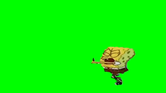 Spongebob Pushing green screen