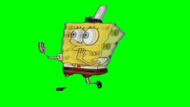 Spongebob Walking Carefully green screen