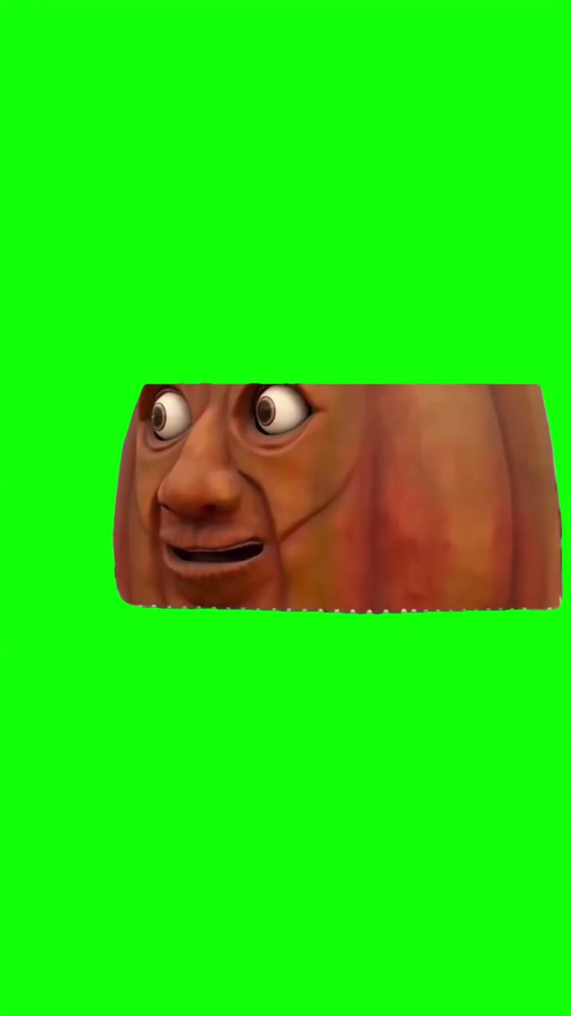 Terrified pumpkin green screen