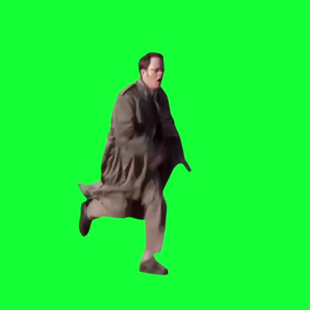 The Office Dwight running to billboard green screen