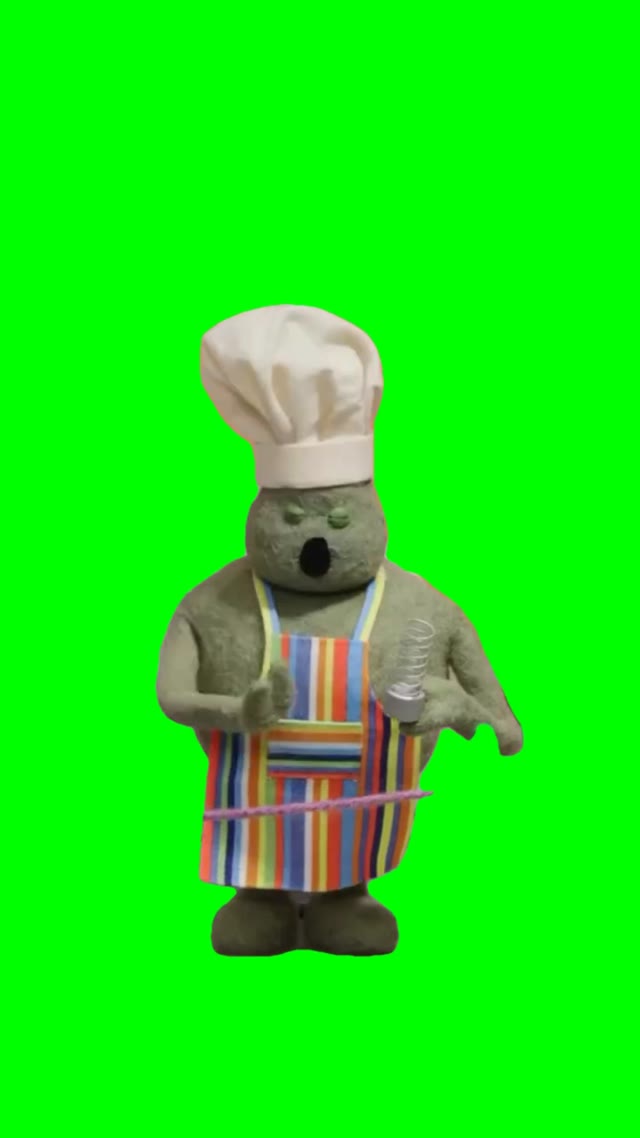 Tiny cheff screaming I won green screen