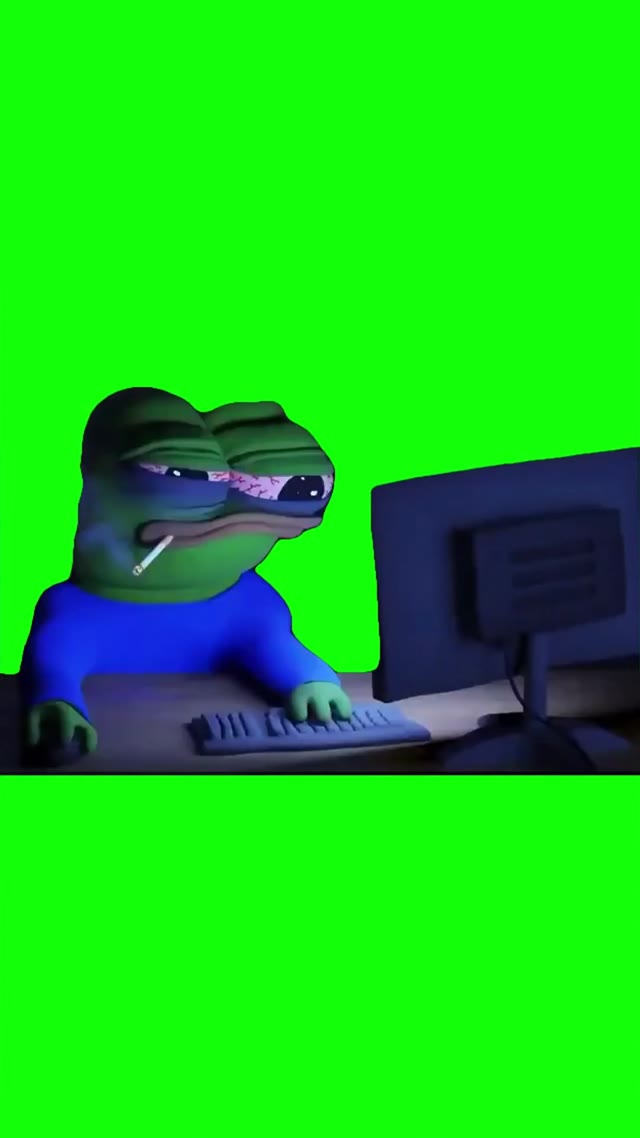 Tired pepe green screen