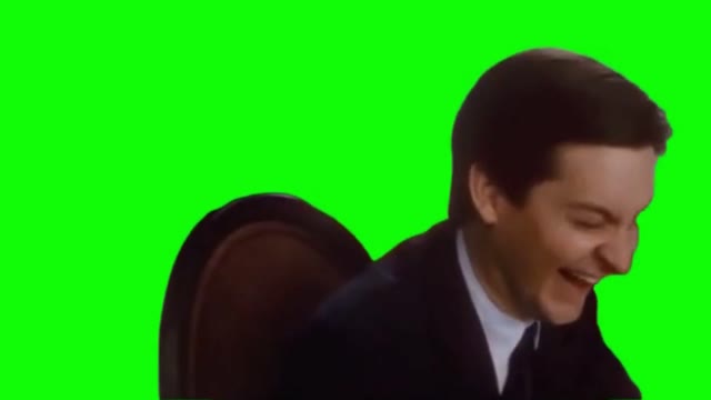 Tobey Maguire Laugh green screen