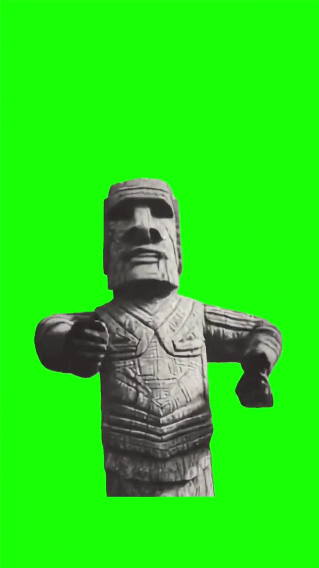 Totem Moyai dancing  green screen