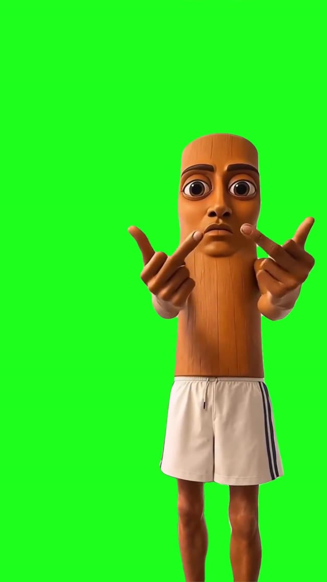 Tung Tung Tung Sahur Shows Middle Finger green screen