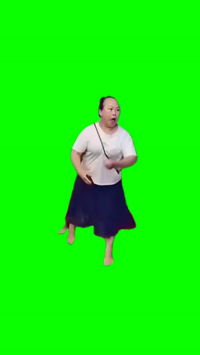 Women mocking green screen