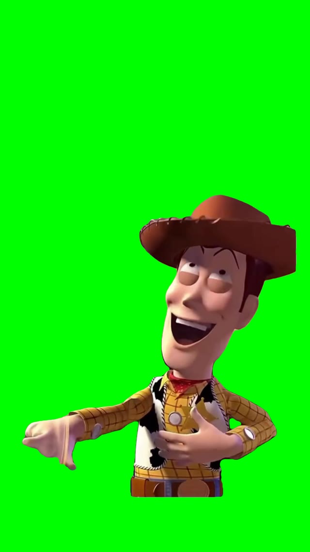 Woody laughing green screen