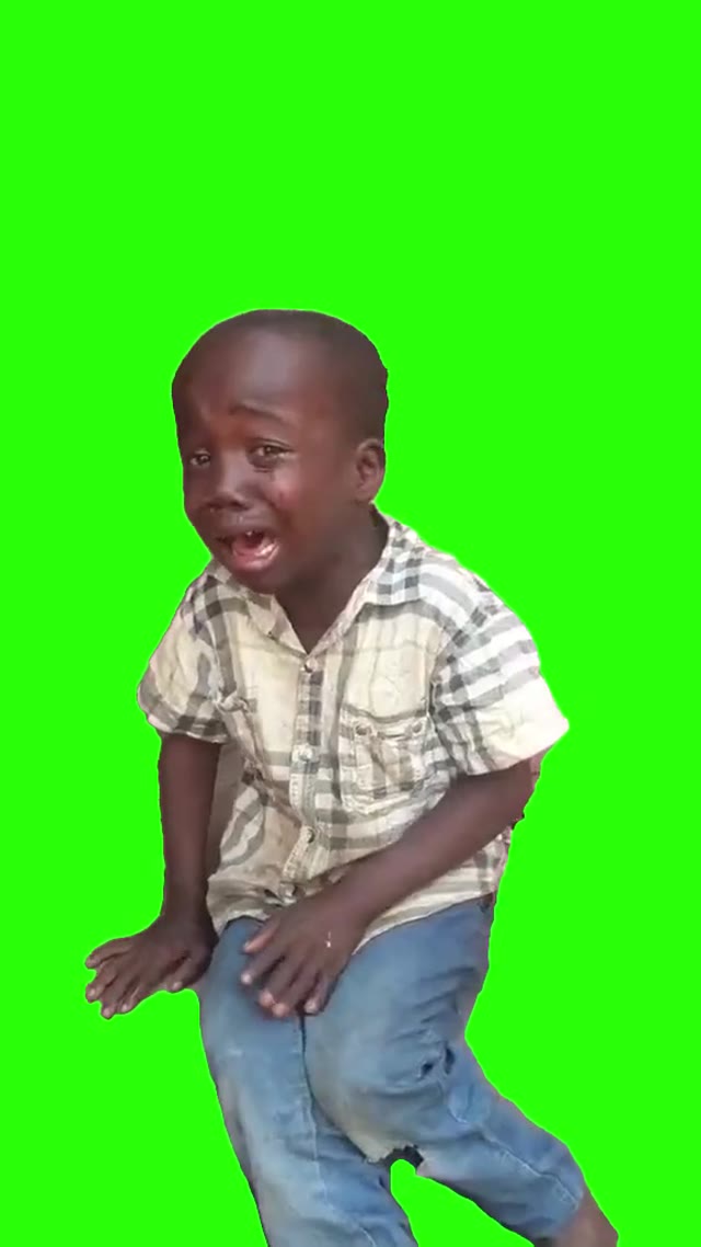 child crying laughing same time green screen