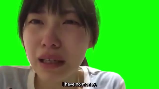 japanese Woman I Have No Money hahehe Crying and Laughing green screen