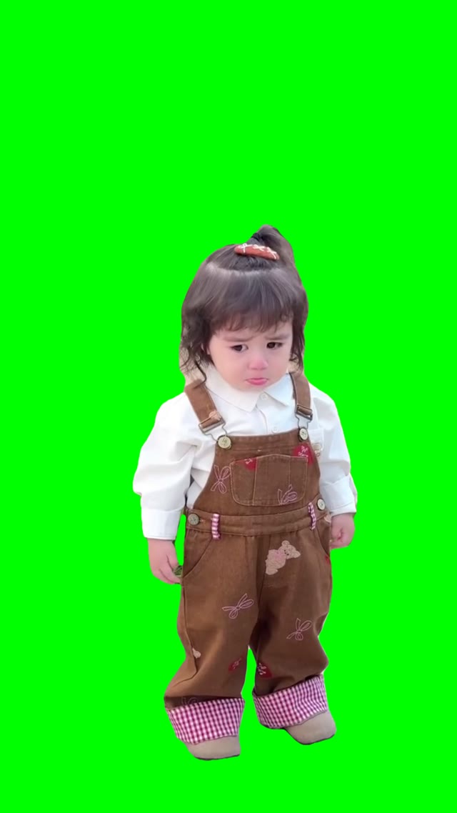 sad girl green screen